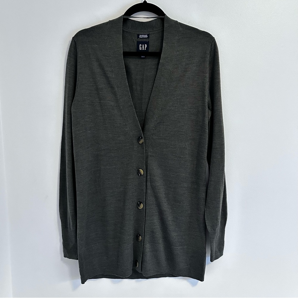 NWOT 100% Merino Wool Green Boyfriend Cardigan - Picture 3 of 12